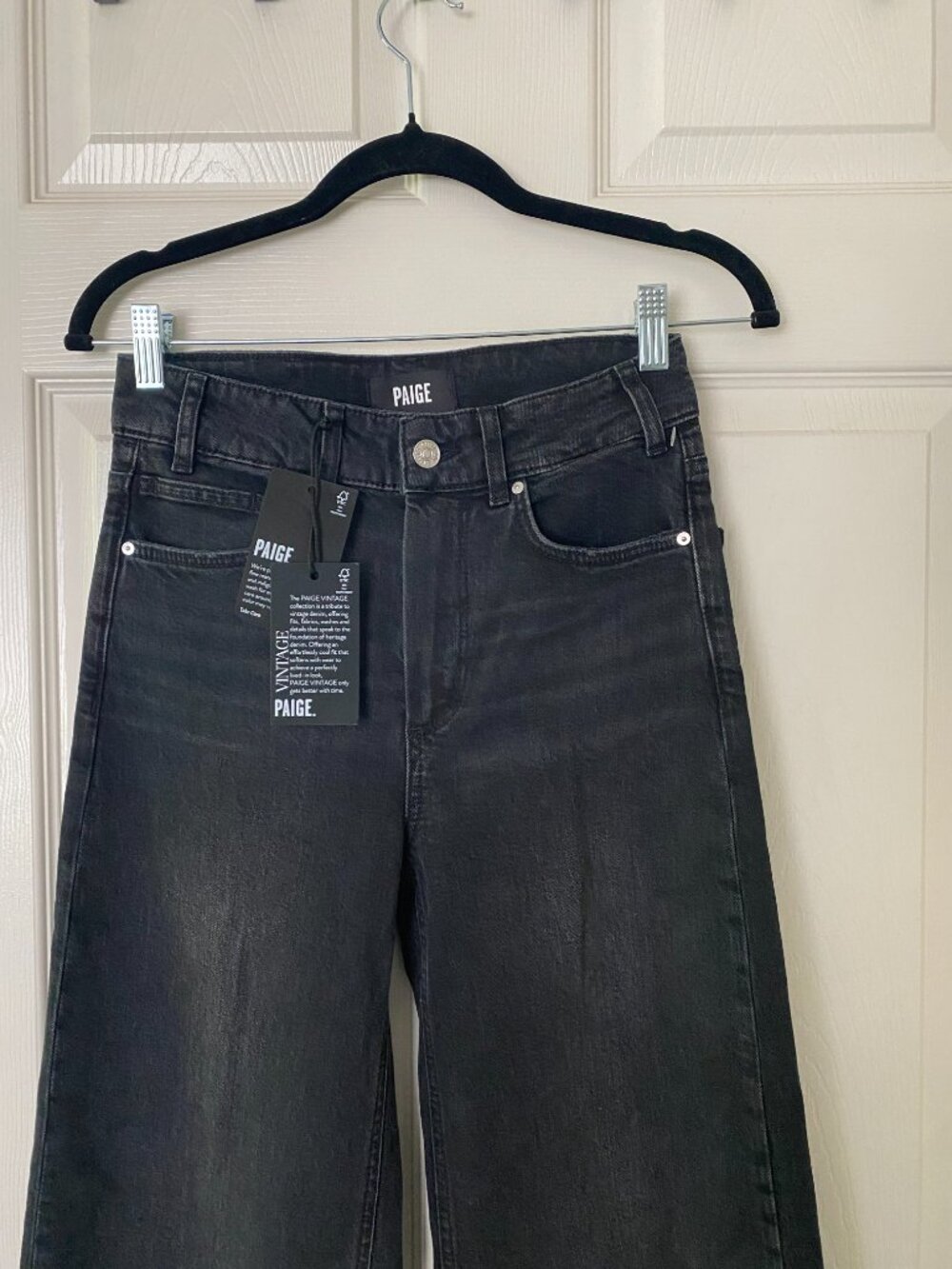 PAIGE NWT | 30" Sasha High-Rise Wide Leg Jean in Viper Black Distressed - Picture 5 of 16